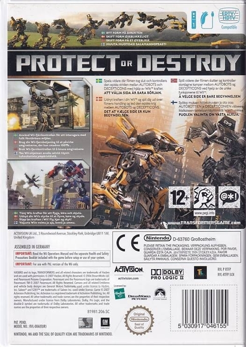 Transformers the Game - Wii (B Grade) (Genbrug)